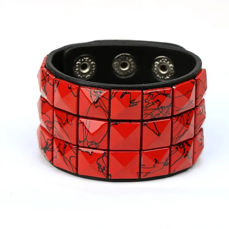 Hip Hop Rock PU Leather Bracelet Men and Women Punk Spikes Rivets Skull Heart Cross Creative Party Bracelet Jewelry Accessories - Live Store 4U