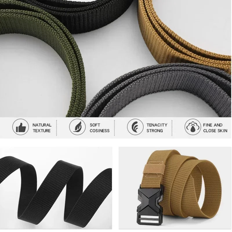 The New Men's 125cm Buckle Belt Nylon Braided Lightweight Breathable Daily Commuter Men's Belt - Live Store 4U