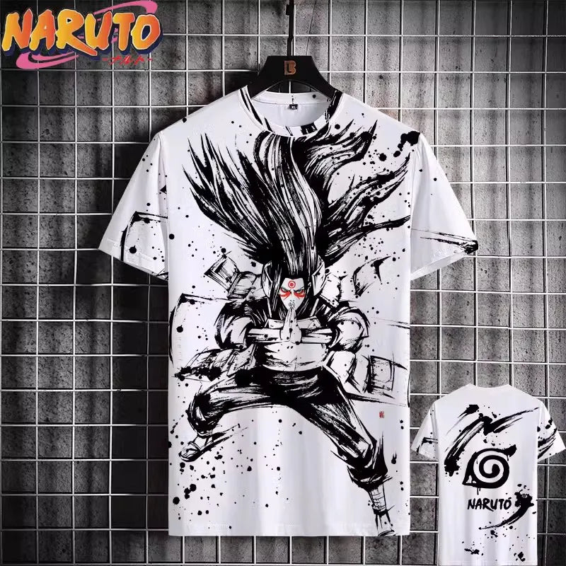 MINISO Naruto Men's T Shirt Japanese Anime 3D Prints Casual Short Sleeve Tees Street Oversized Clothing Fashion Cartoon T-Shirts - Live Store 4U
