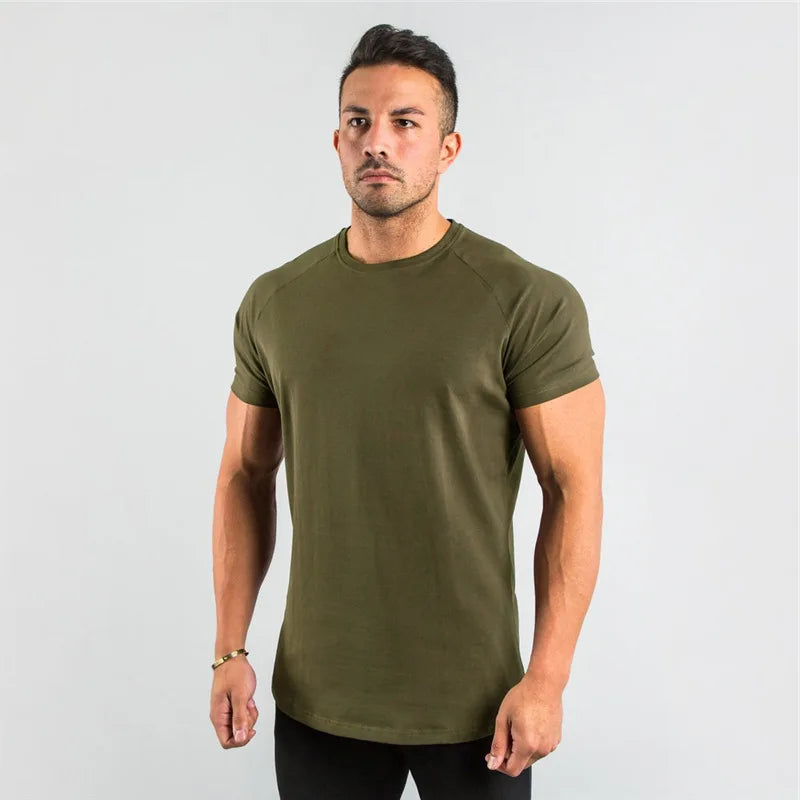 T Shirt Men Casual Short Sleeve Muscle Joggers Bodybuilding Tshirt Male Gym Fitness Tops Tee Streetwear Slim Fit Summer T-shirt - Live Store 4U