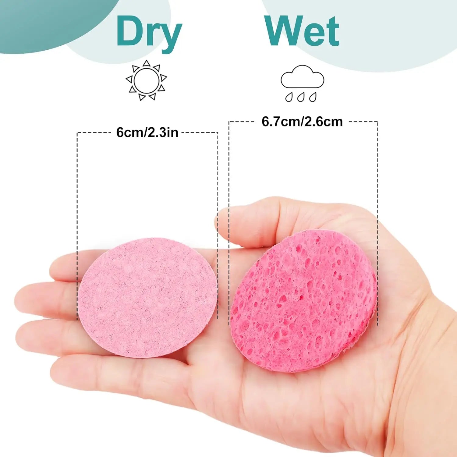 50PCS Face Cleaning Sponge Pad for Exfoliator Mask Facial SPA Massage Makeup Removal Thicker Compress Natural Cellulose Reusable