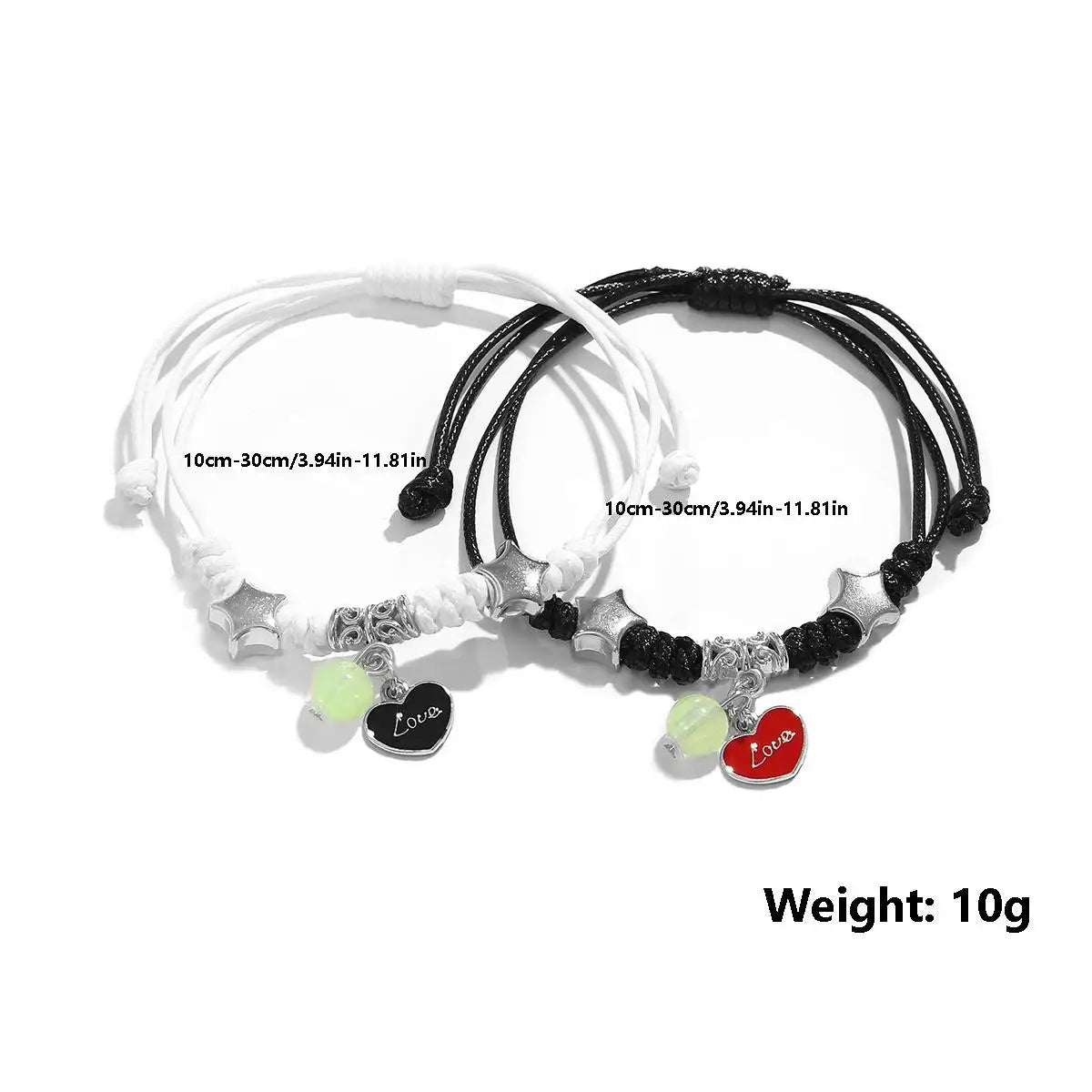 2PC Fashion Luminous Beads Star Couple Bracelet for Women Men Charm Cat Flower Heart Moon Love Matching Friend Bracelet Jewelry - Live Store 4U