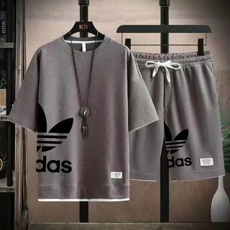 Summer 2025 New Men's pullover sportswear Set, fashionable basketball men's casual short-sleeved T-shirt + shorts two-piece set - Live Store 4U