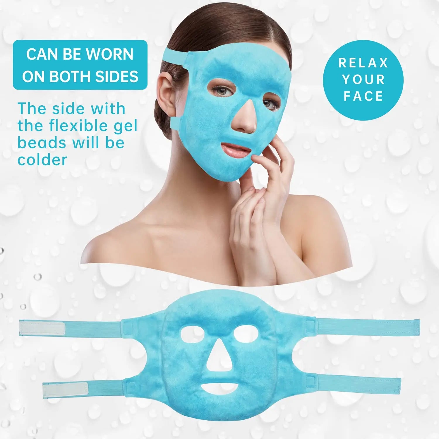Full Face Massage Ice Mask Hot Cold Compress Gel Cooling Ice Face Eye Mask Facial Mask Face Eye Mask Ice Pack Sleeping Face SPA