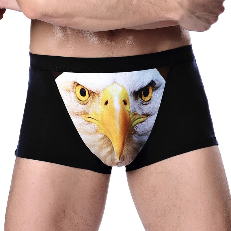 Boxer Men Underpants Modal Men's Wolf Eagle Panties Cartoon Animal Funny Hombre U Pouch Bulge Underwear Men Lingerie Gift