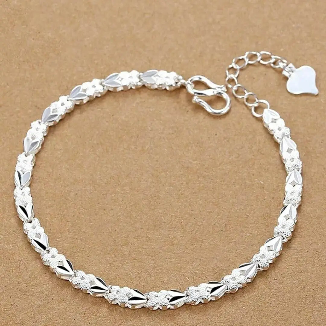 Noble 925 Sterling Silver Square Solid Chain Bracelet For Women Men Charm Party Gift Wedding Fashion Jewelry - Live Store 4U