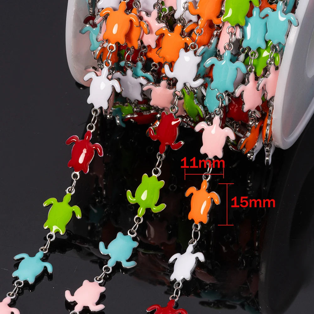 1Meter Stainless Steels Enamel Ocean Animal Charms Chains for DIY Necklaces Making Jewelry Findings Bracelets Anklet Component