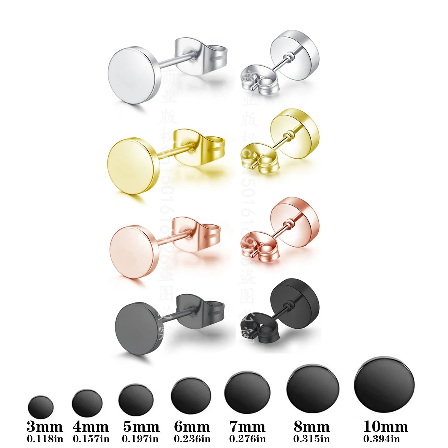 New Titanium Steel Stud Earrings for Men Women Stainless Steel Round Black Punk Ear Studs Best Gift Jewelry Accessories - Live Store 4U