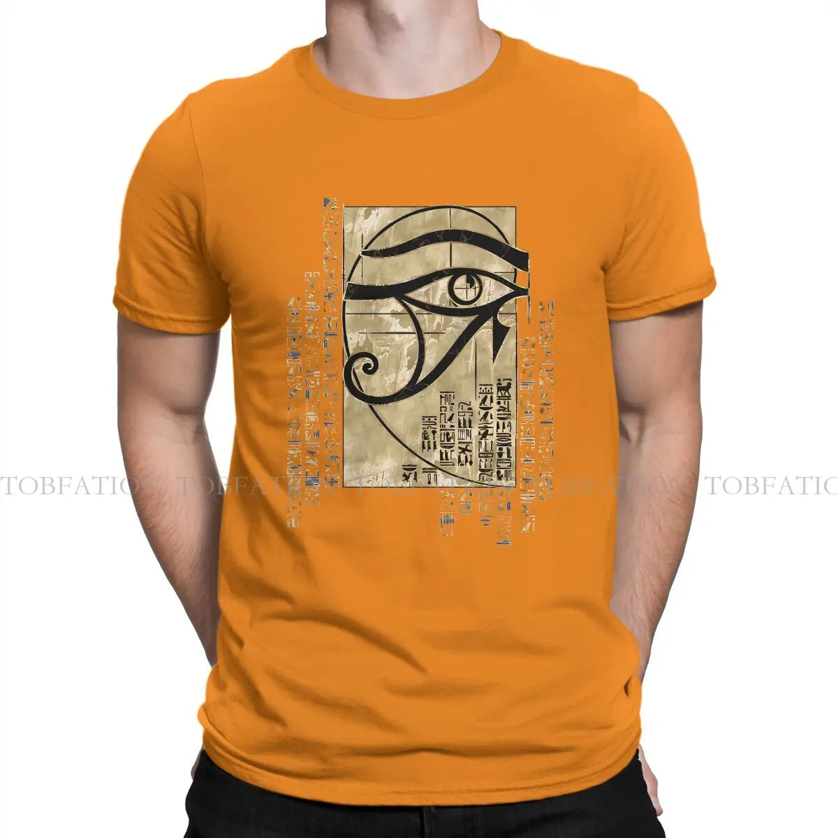 Egyptian Original TShirts Egyptian Eye of Horus Sacred Geometry Ornament Print Men's T Shirt Hipster Tops 6XL