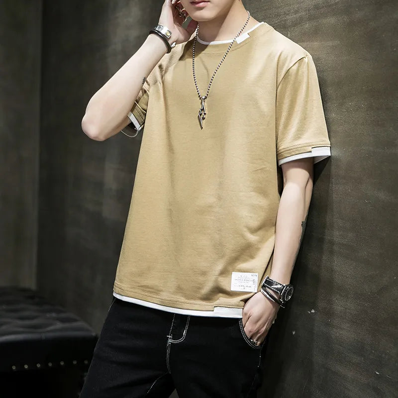 FGKKS 2024 Casual T-shirt For Men Pure Cotton Breathable Fashion Short Sleeve High Quality Design Casual T-shirt For Men