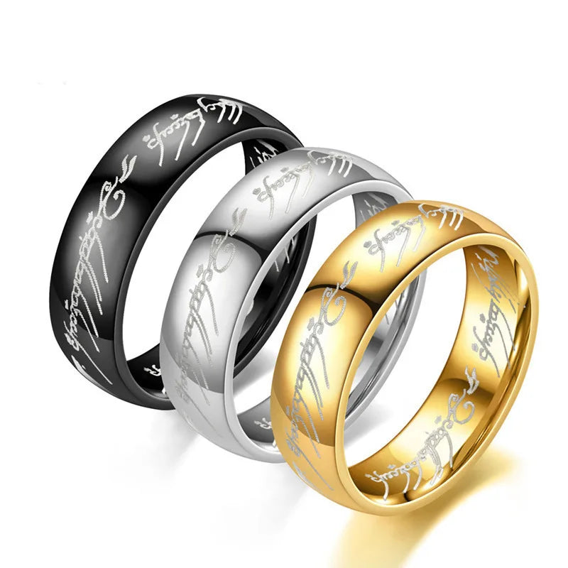 6MM Stainless Steel Laser Engraving Exquisite Couples Wedding Rings, Men And Women Fashion Movie Jewelry Gifts Wholesale - Live Store 4U