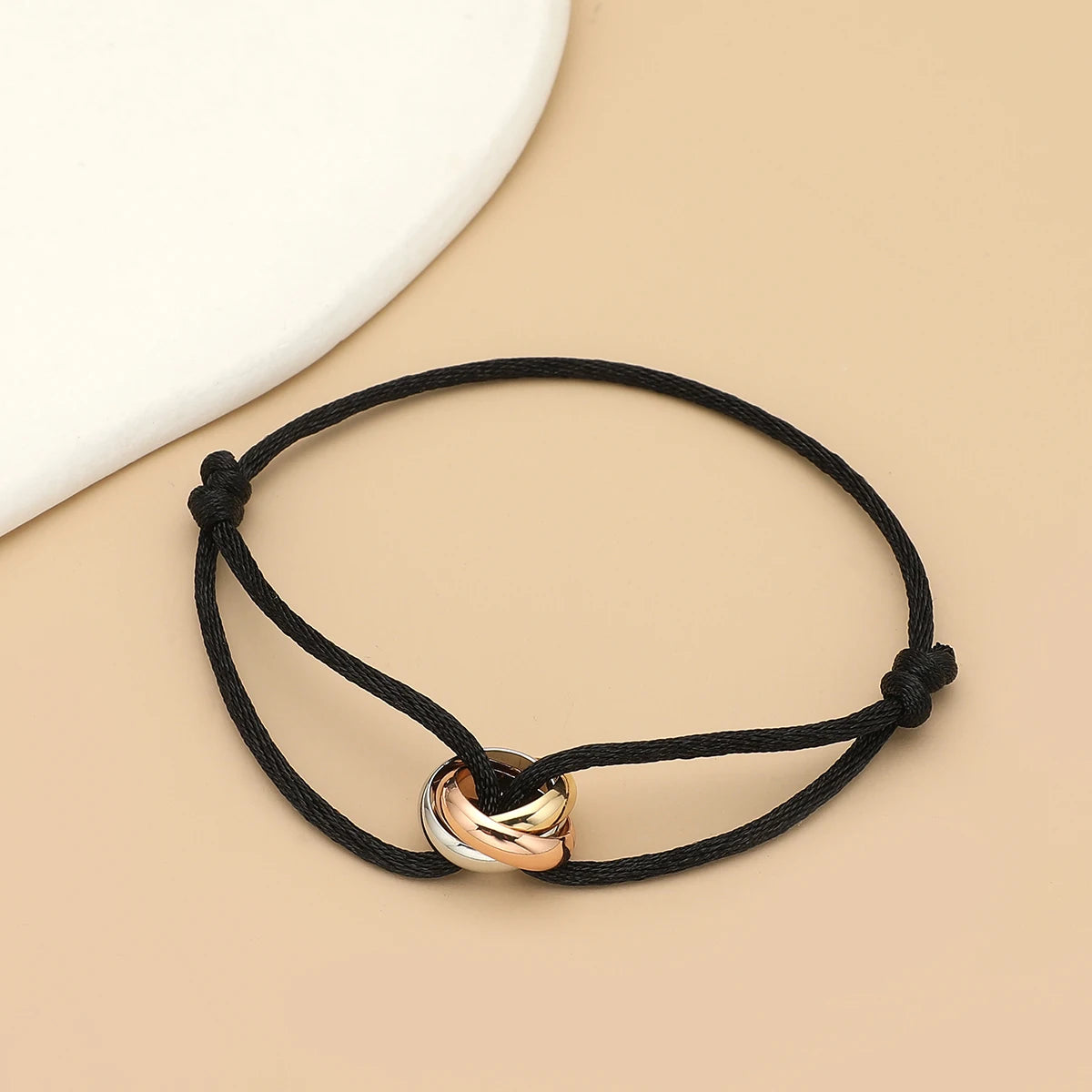 Simple Fashion Unisex Bracelet 3 Metal Round Circle Accessory Adjustable Men's Rope Bracelet for Women Jewelry Gifts - Live Store 4U