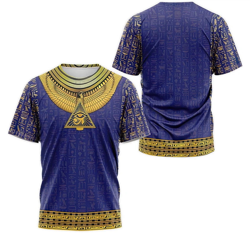 Ancient Egypt Pharaoh Anubis Pattern 3D Print T-Shirts Men Women Short Sleeve T Shirt Unisex Harajuku Y2k Tees Tops Kids Clothes