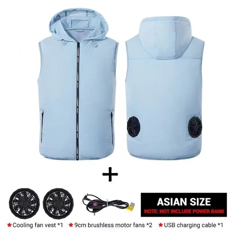 Summer Sport Fan Air Condition Cool Man Woman Travel Ultralight Brand Outdoor Vest Clothes Jacket Sun Windbreaker Fishing Worker - Live Store 4U