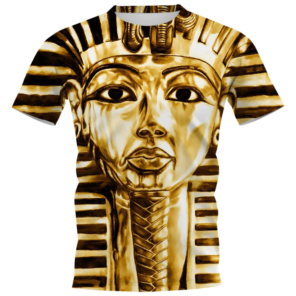 Ancient Egyptian Pharaoh 3D Print T-shirts Men Woman O-Neck Short Sleeve Tees Fashion Streetwear Harajuku T Shirt Kids Clothing