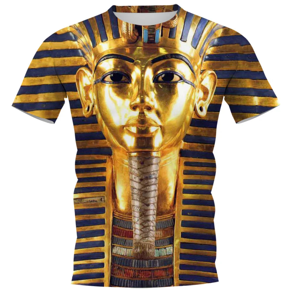 Ancient Egyptian Pharaoh 3D Print T-shirts Men Woman O-Neck Short Sleeve Tees Fashion Streetwear Harajuku T Shirt Kids Clothing