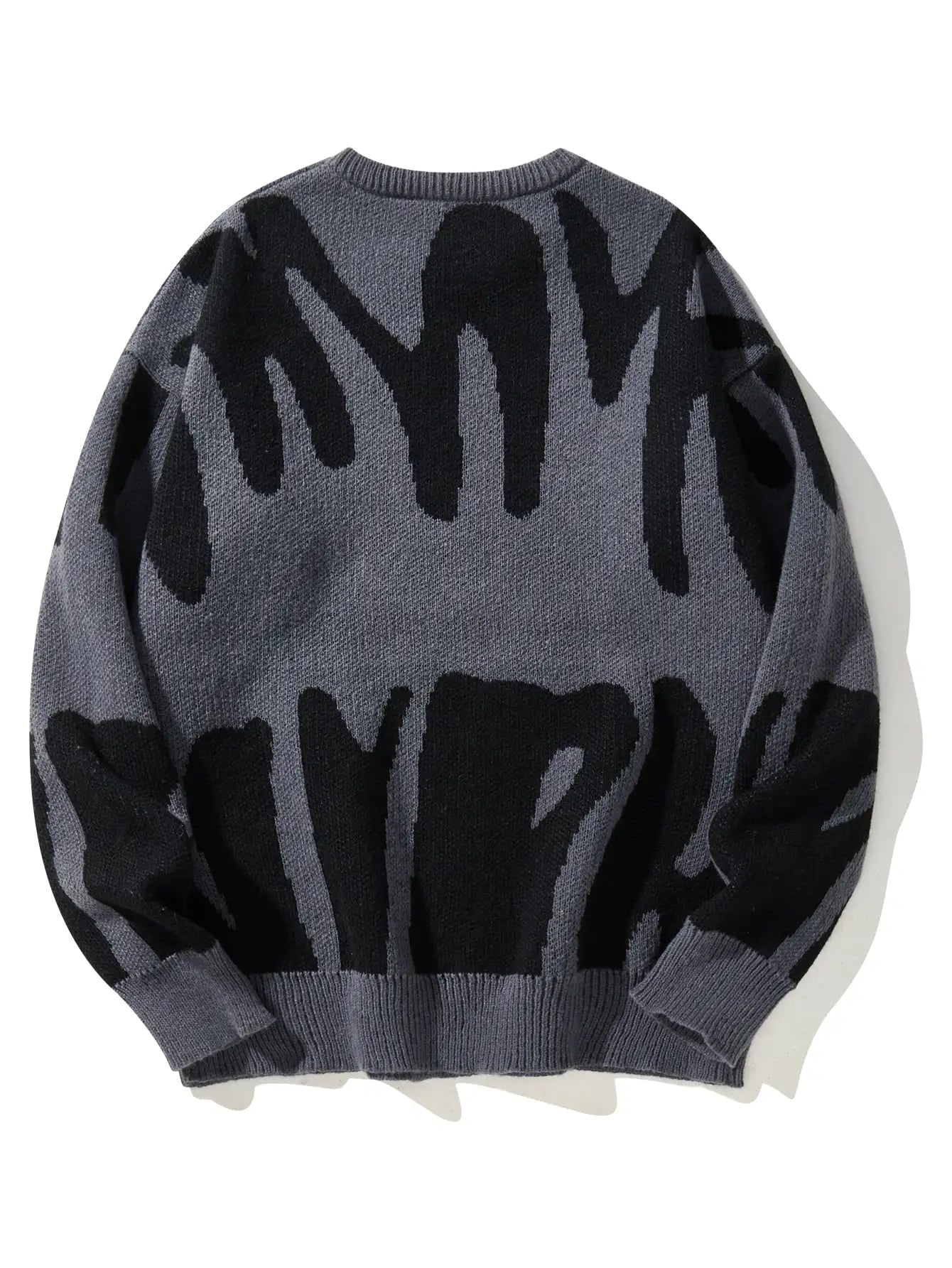 New Popular Autumn Winter Irregular Jacquard Pattern Pullover Sweater Casual Round Neck Contrast Color Knitted Men's Pullover - Live Store 4U
