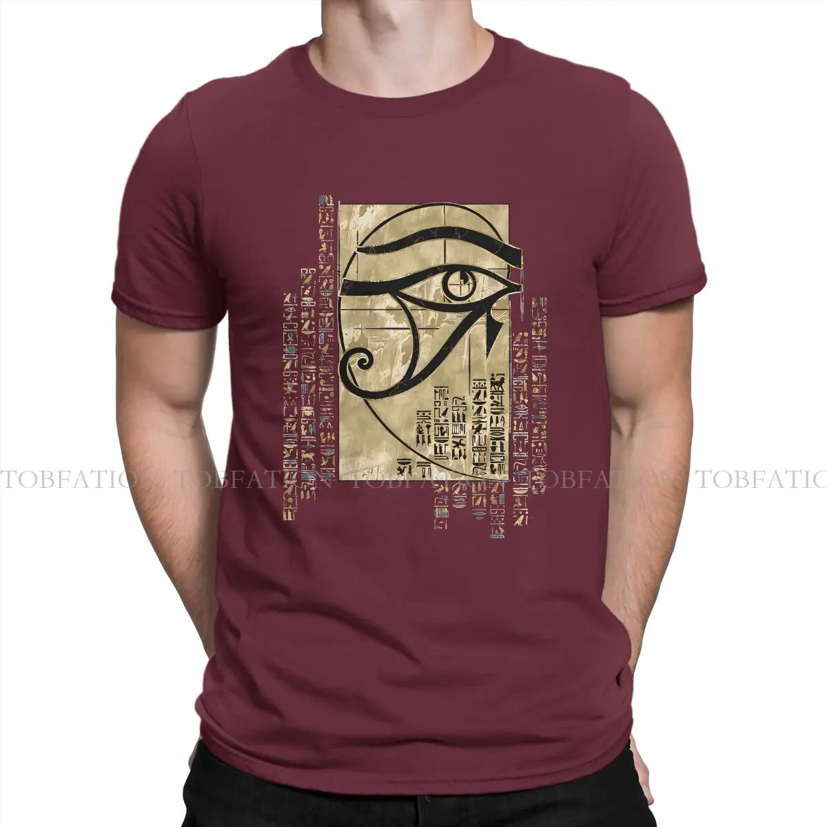 Egyptian Original TShirts Egyptian Eye of Horus Sacred Geometry Ornament Print Men's T Shirt Hipster Tops 6XL