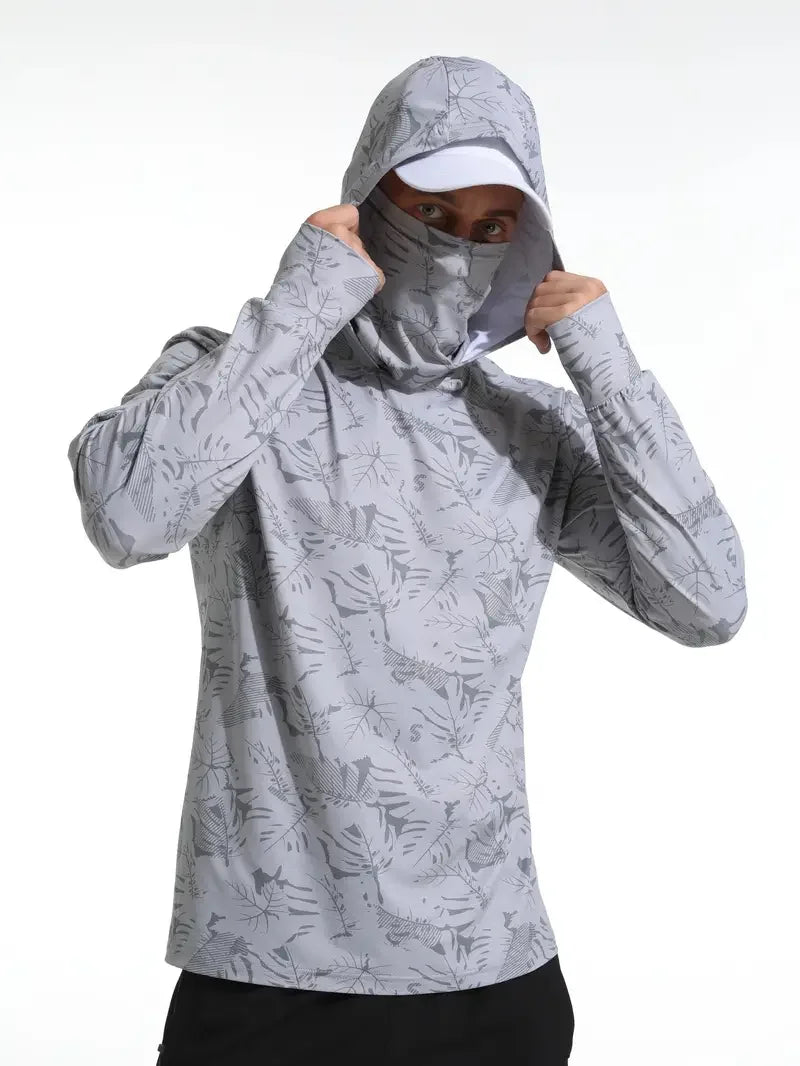 Fishing Shirt Hooded Men Fishing Clothes Outdoor Summer Mask Hoodie Sun Uv Protection Performance Jersey - Live Store 4U