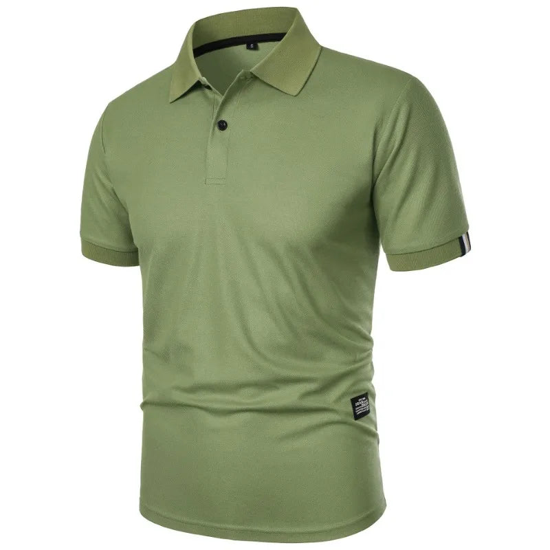 New Solid Color Polo Shirt Men's Short Sleeve Button Tshirts Lapel Lightweight  Streetwear Sport Casual Tops - Live Store 4U