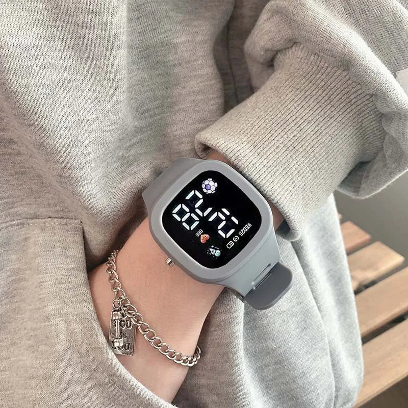 Men Women Watch Led Digital Sports Watch For Kids Boys Girls Square Big Dial Waterproof Silicone Men's Electronic Wristwatch