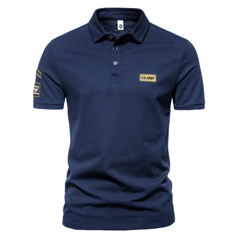 New Men Short Sleeve Tshirts Summer Breathable Embroidered Polo Shirt for Men Lightweight Solid Color Large Tops - Live Store 4U