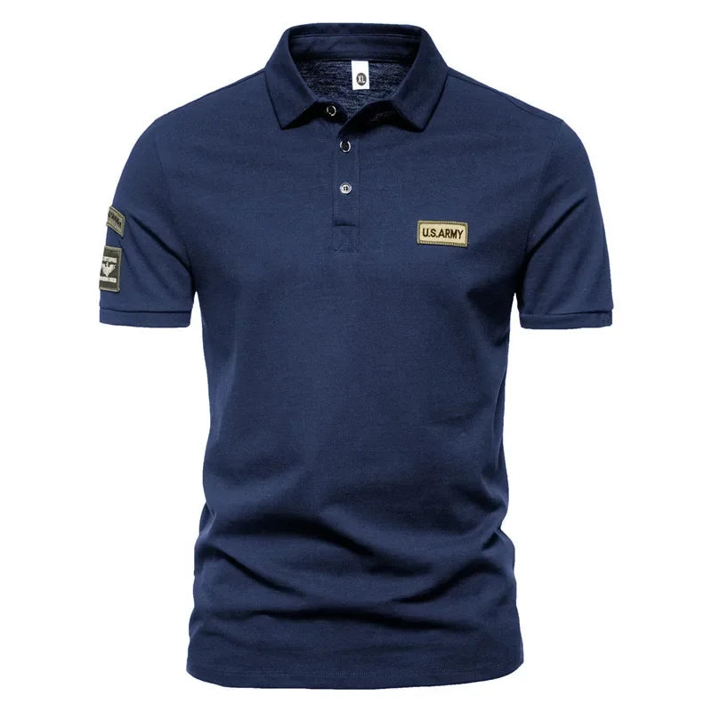 New Men Short Sleeve Tshirts Summer Breathable Embroidered Polo Shirt for Men Lightweight Solid Color Large Tops - Live Store 4U
