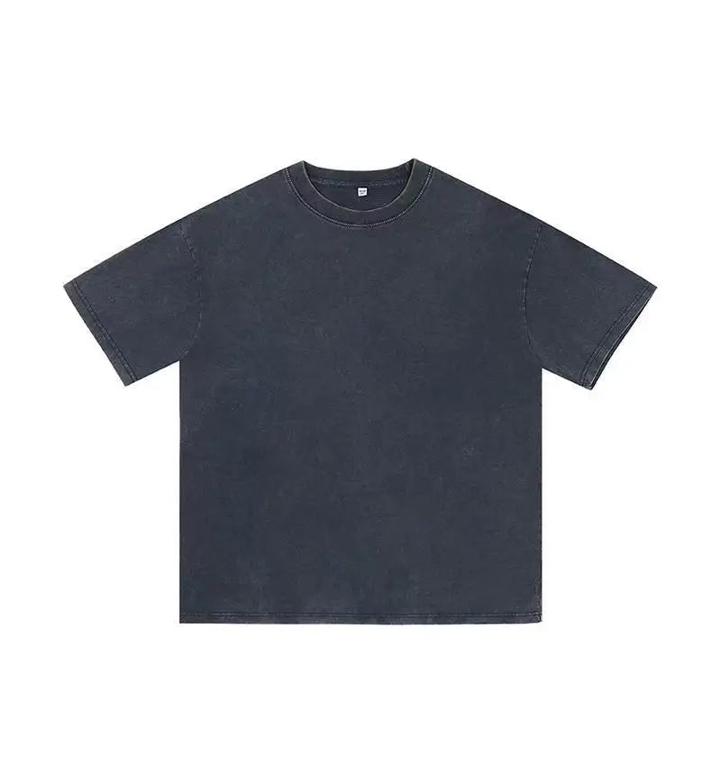 American Style Retro Heavyweight Solid Color Short Sleeved T-shirt Men Women Summer Street Trendy Washed Old Oversized Clothes - Live Store 4U