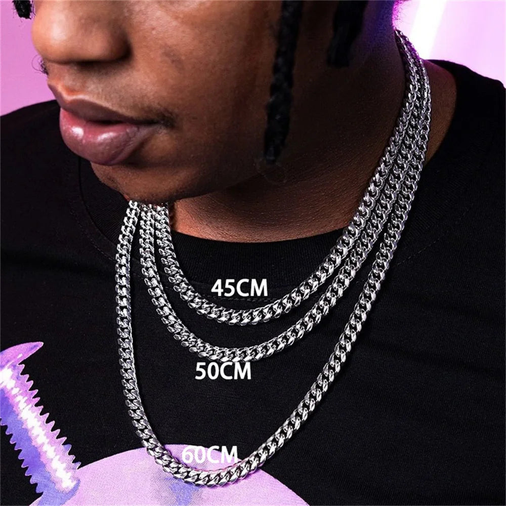 Hip Hop Cuban Chain Necklace Rock Stainless Steel Basic Chain Men Necklace Simple Necklace For Women Fashion Party Jewelry - Live Store 4U