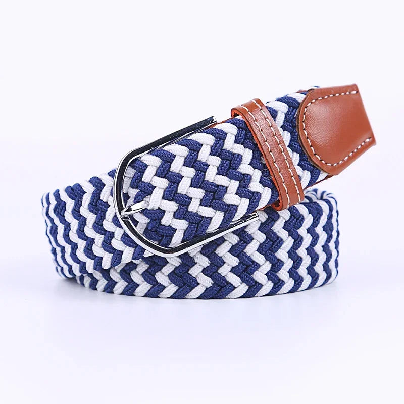 107/120/130cm UNISEX Casual Knitted Pin Buckle Women Belt Woven Canvas Elastic Expandable Braided Stretch Jeans Belts for Men - Live Store 4U