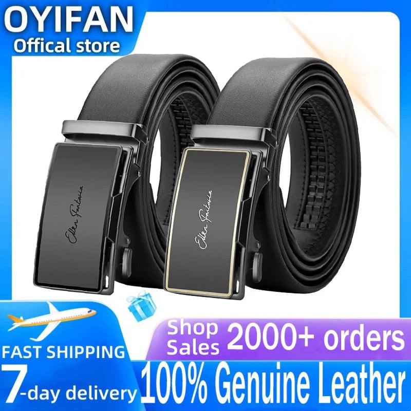 OYIFAN Men Belt Genuine Leather belt for men Alloy buckle ratchet belts Men Designer Belt Automatic belts 벨트 - Live Store 4U