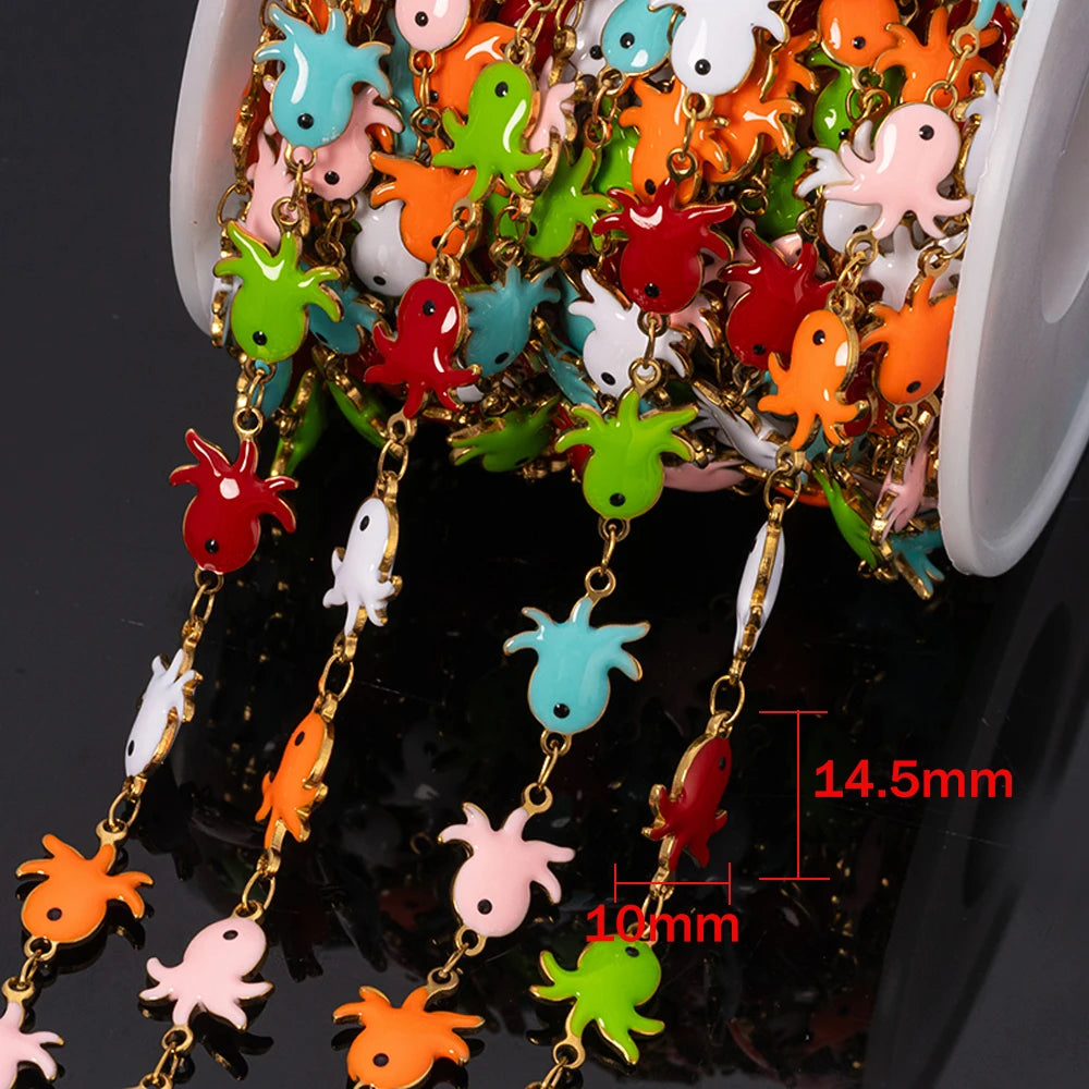 1Meter Stainless Steels Enamel Ocean Animal Charms Chains for DIY Necklaces Making Jewelry Findings Bracelets Anklet Component