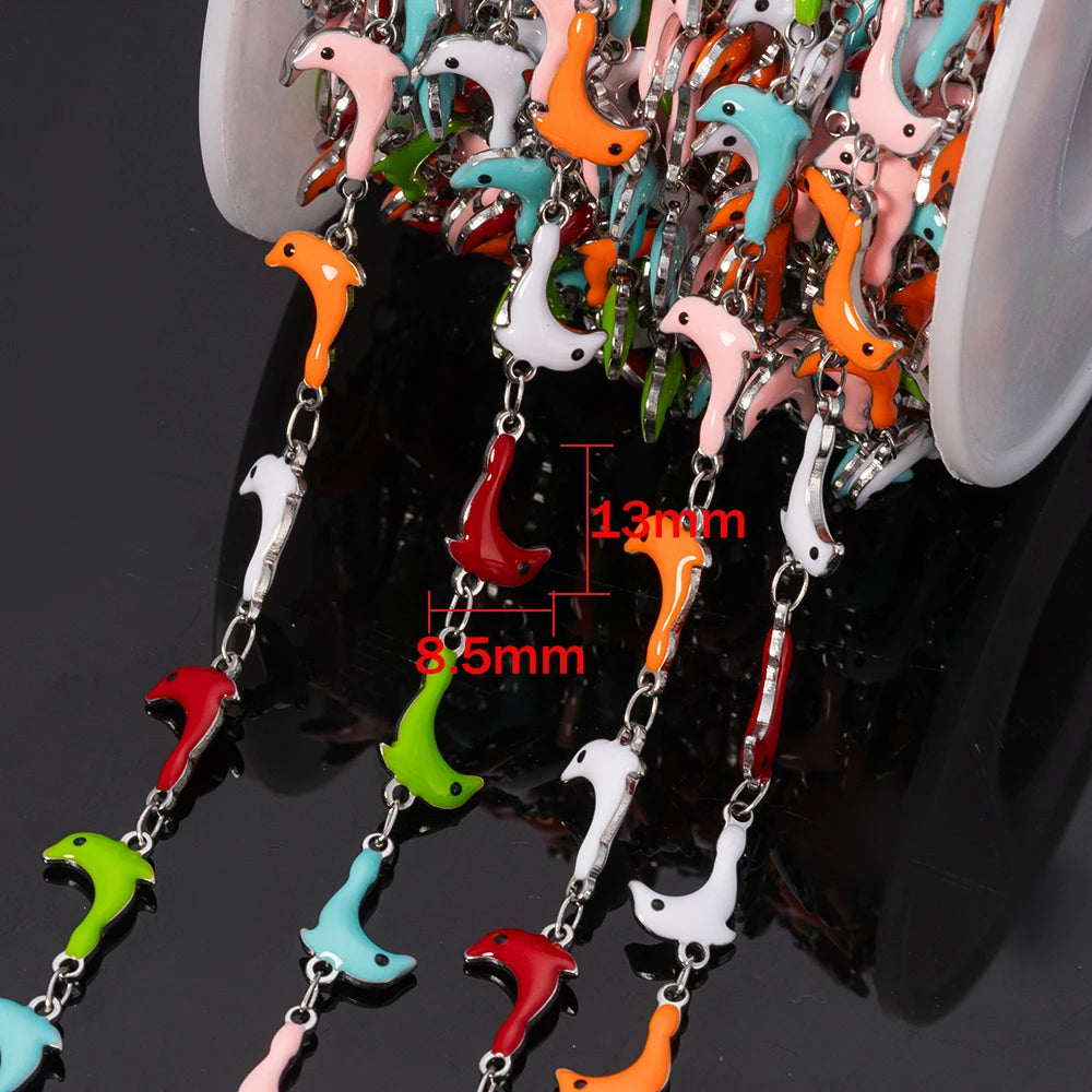 1Meter Stainless Steels Enamel Ocean Animal Charms Chains for DIY Necklaces Making Jewelry Findings Bracelets Anklet Component
