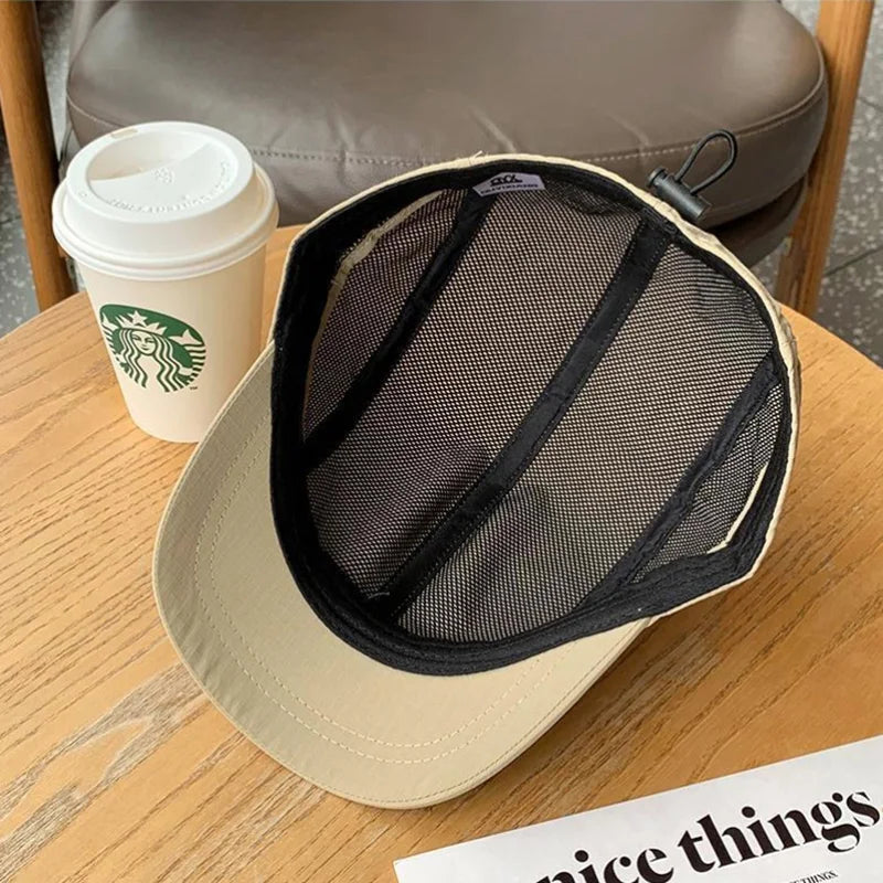 Short-brimmed solid color baseball cap  Lightweight Quick-Dry Polyester Adjustable Buckle Closure Sun Protection Breathable Brim