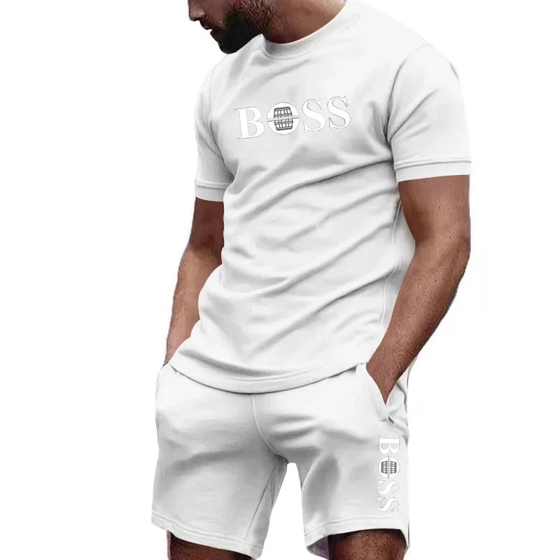 Men's two-piece sportswear, short sleeved T-shirt and pants set, running and fitness sportswear, summer 2024, big discount, 2024 - Live Store 4U