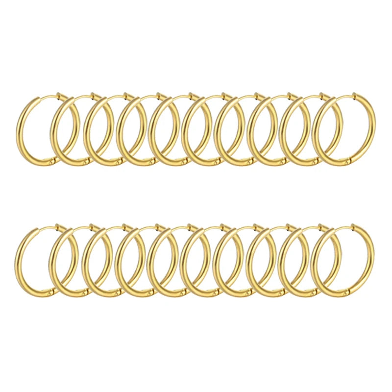10/20Pcs Minimalist 316L Stainless Steel Small Hoop Earrings For Women Man Classic Round Earrings Fashion Ear Piercing Jewelry - Live Store 4U