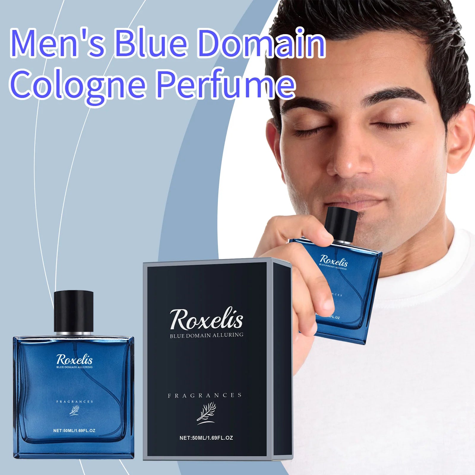 Roxelis 50ml Charmig Cologne Perfume Spray Men's Blue Domain Fragrance Lasting Scent Pheromone Flirting Romantic Dating Perfume