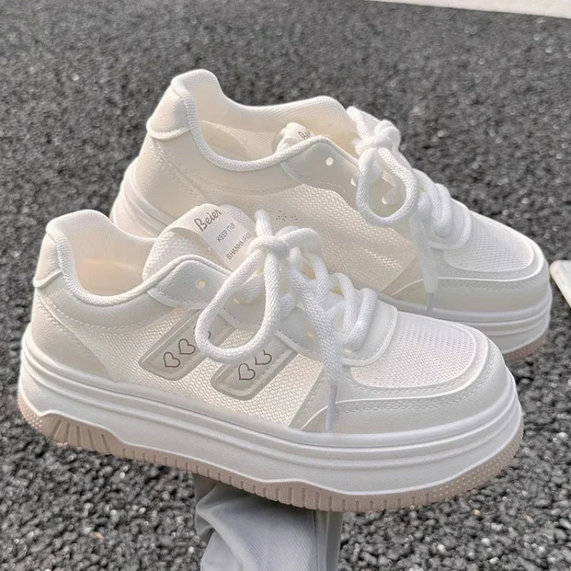 2025 New! Summer Women's Fashionable Sneakers - Small White Casual  Breathable Mesh  Rubber Surface
