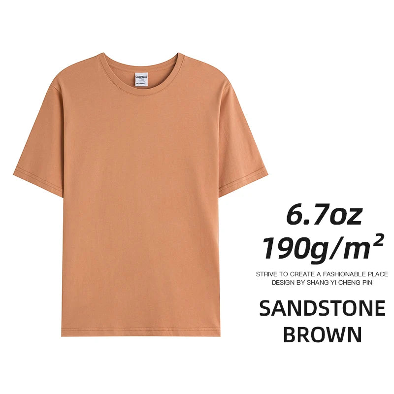 6.7oz 190gsm Combed Cotton Tees Tshirts Mens Solid Tops Woman Male Custom Team Uniform Class Clothes Summer Brand Customization - Live Store 4U
