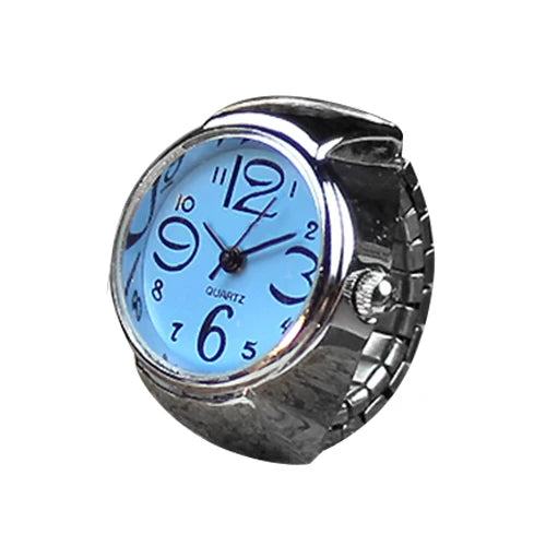 Vintage Punk Finger Watch Mini Elastic Strap Alloy Watches Couple Rings Jewelry Clock Retro Roman Quartz Watch Rings Women Men - Live Store 4U