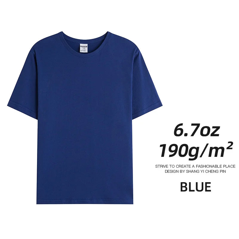 6.7oz 190gsm Combed Cotton Tees Tshirts Mens Solid Tops Woman Male Custom Team Uniform Class Clothes Summer Brand Customization - Live Store 4U