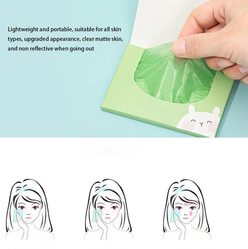 100pcs Oil Blotting Paper Facial Cleansing Oil Control Absorbing Tissues Straight For Handy Face Blotting Sheets Men Women Set