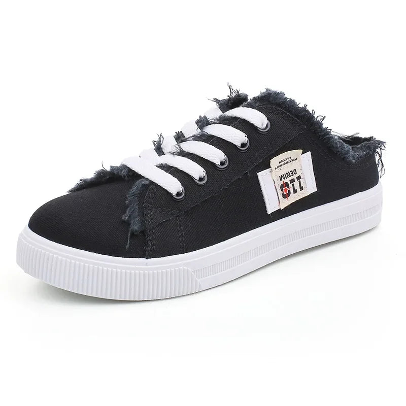 2024 Spring Summer Women Canvas Sneaker Low Top Denim Sneakers Ladies Lace-Up Flat Canvas  Board Shoes Female sapatos femininos