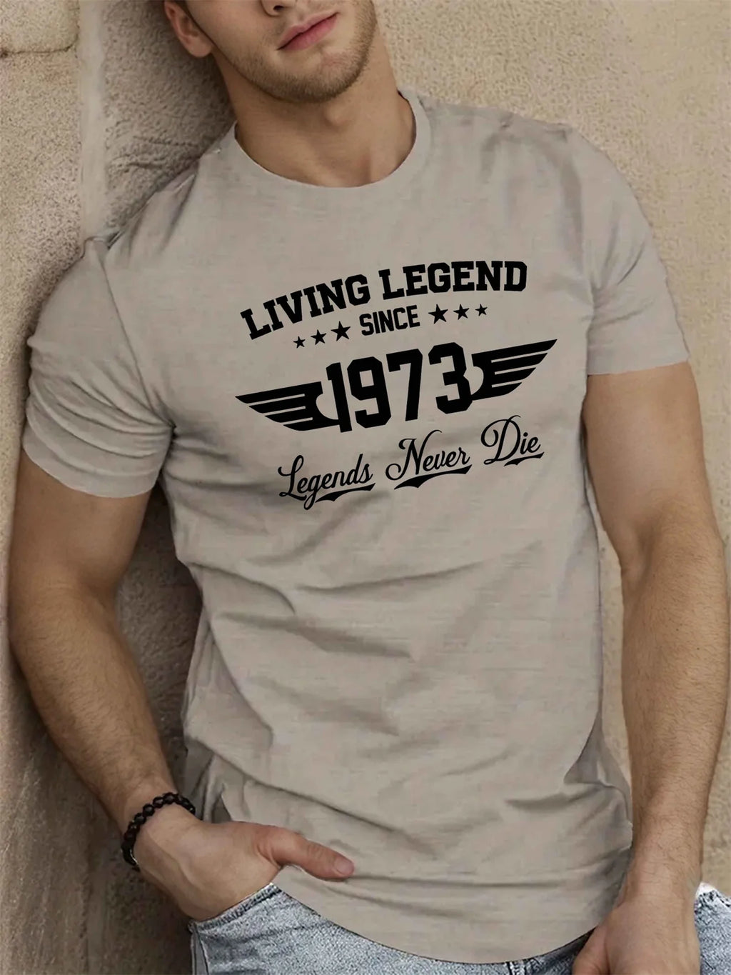 Summer men's 100 cotton casual loose plus size SINCE 1973 pattern printed sports comfortable round neck short sleeved T-shirt - Live Store 4U