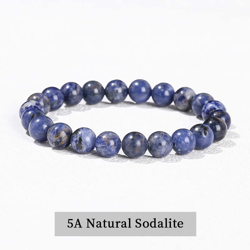JD 6 8 10mm Natural Stone Beaded Bracelet Obsidian Fluorite Quartz Jasper Healing Beads Bangles Women Men Stretch Yoga Jewelry - Live Store 4U