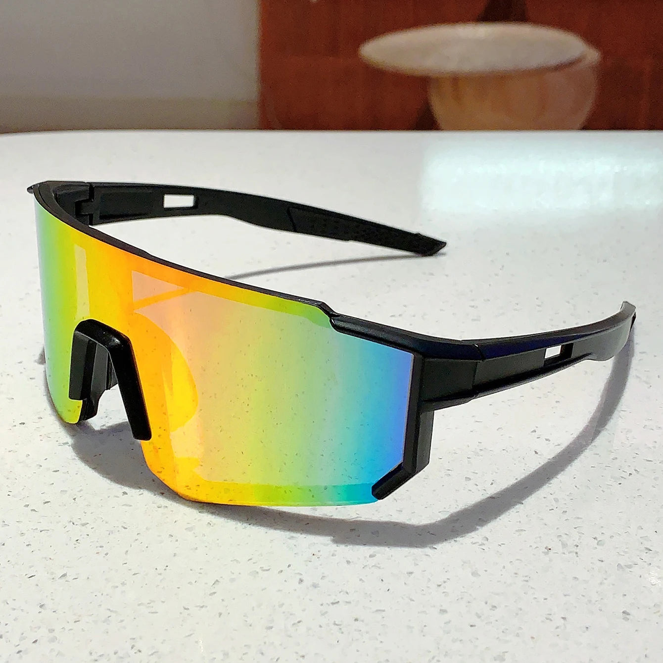KAMMP Trendy Cycling Goggles Oversized Decor Women's Sports Anti UV Sunglasses Men's Outdoor Brand Design Sun Glasses for Hiking