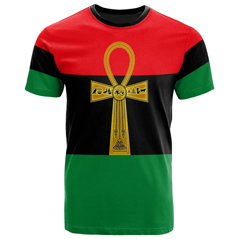 Egypt Pattern T-shirt Summer African 3D Printed Coat Of Arms T Shirts For Men Casual Crew Neck Tees Sports Loose Short Sleeves