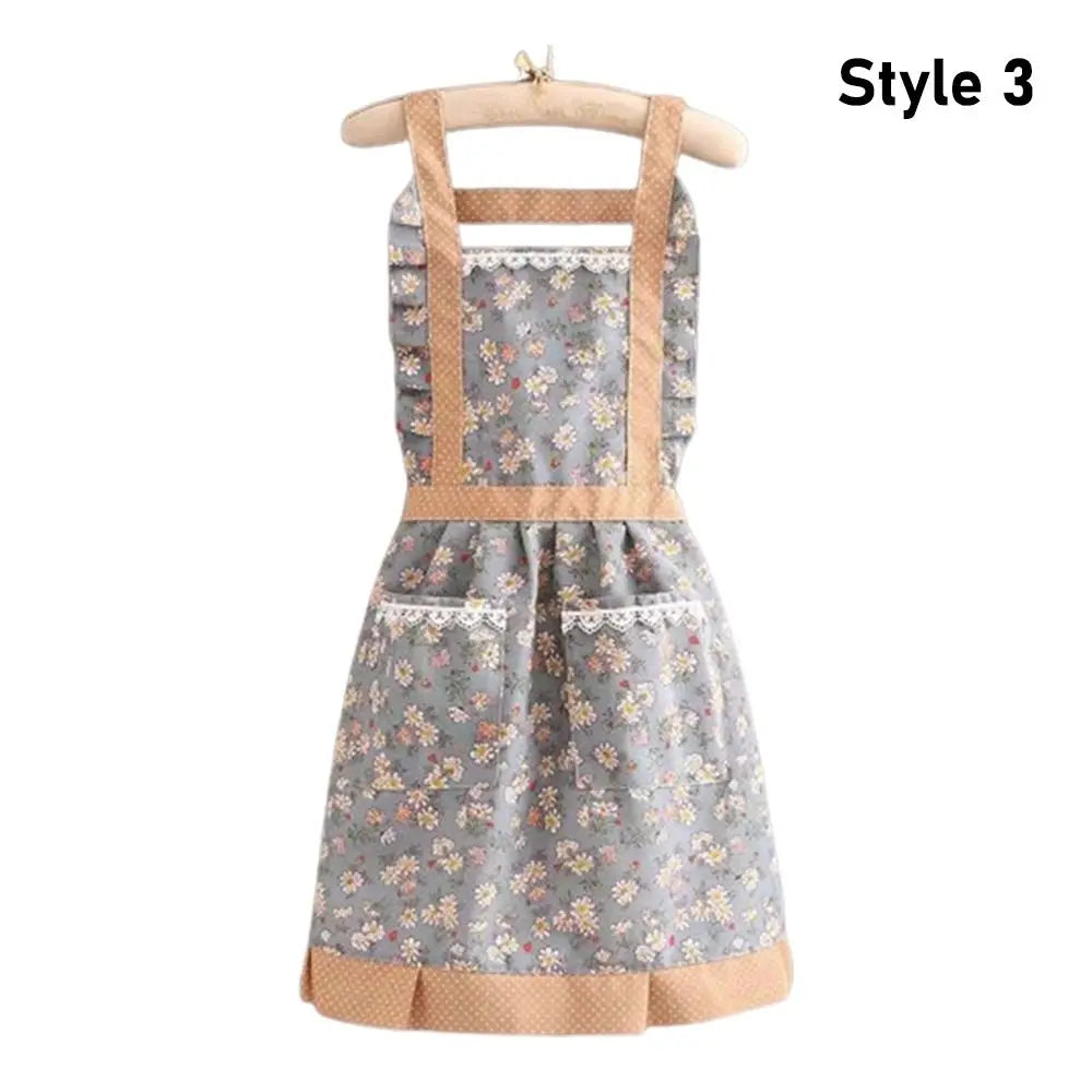 1Pcs New With Waistband Japanese Apron Baking Florist Cross Back Kitchen Cooking Aprons Women Housework Maid Dress Apron