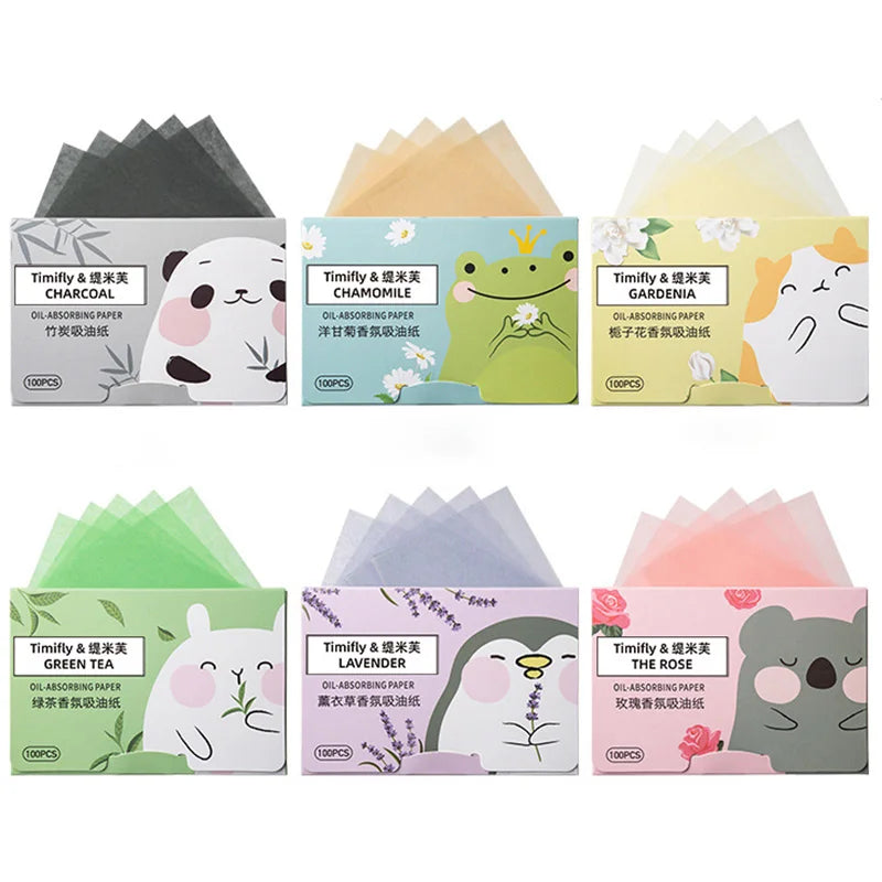 100pcs Oil Blotting Paper Facial Cleansing Oil Control Absorbing Tissues Straight For Handy Face Blotting Sheets Men Women Set