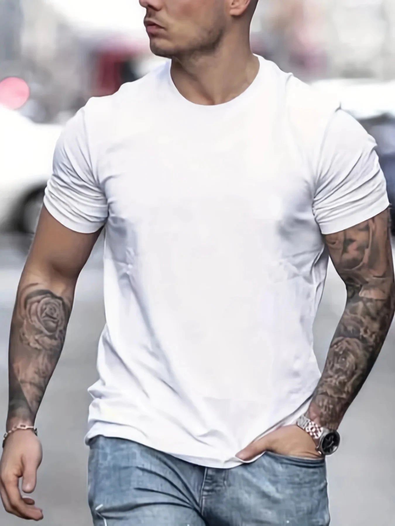 Men's 100% pure cotton summer loose size BE KIND letter cartoon print casual comfortable round neck short sleeved T-shirt top - Live Store 4U